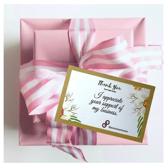 Thank You Cards, Floral Order Packaging Card, Business TY Cards, Custom Card - Picture 3 of 9